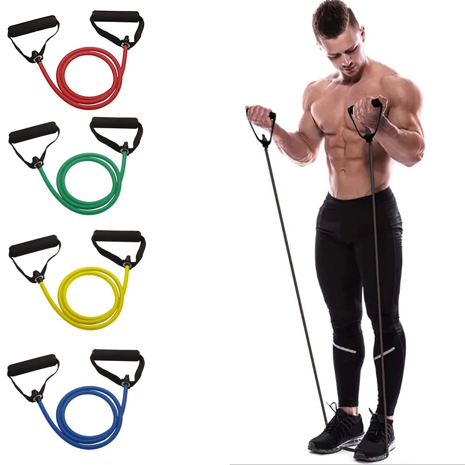 Resistance Bands Set With Handles - Hand Gripped Exercise Resistance Bands, Durable
