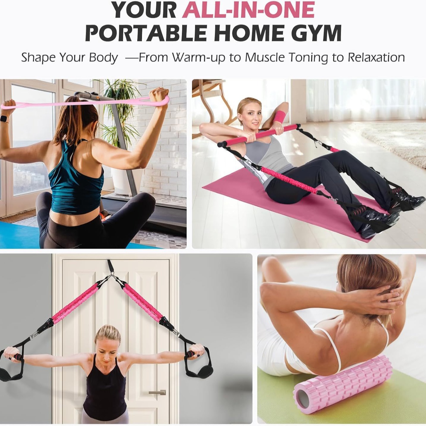 Portable Pilates Bar Kit with  - Pilates Bar Kit With Resistance Bands recension och pris